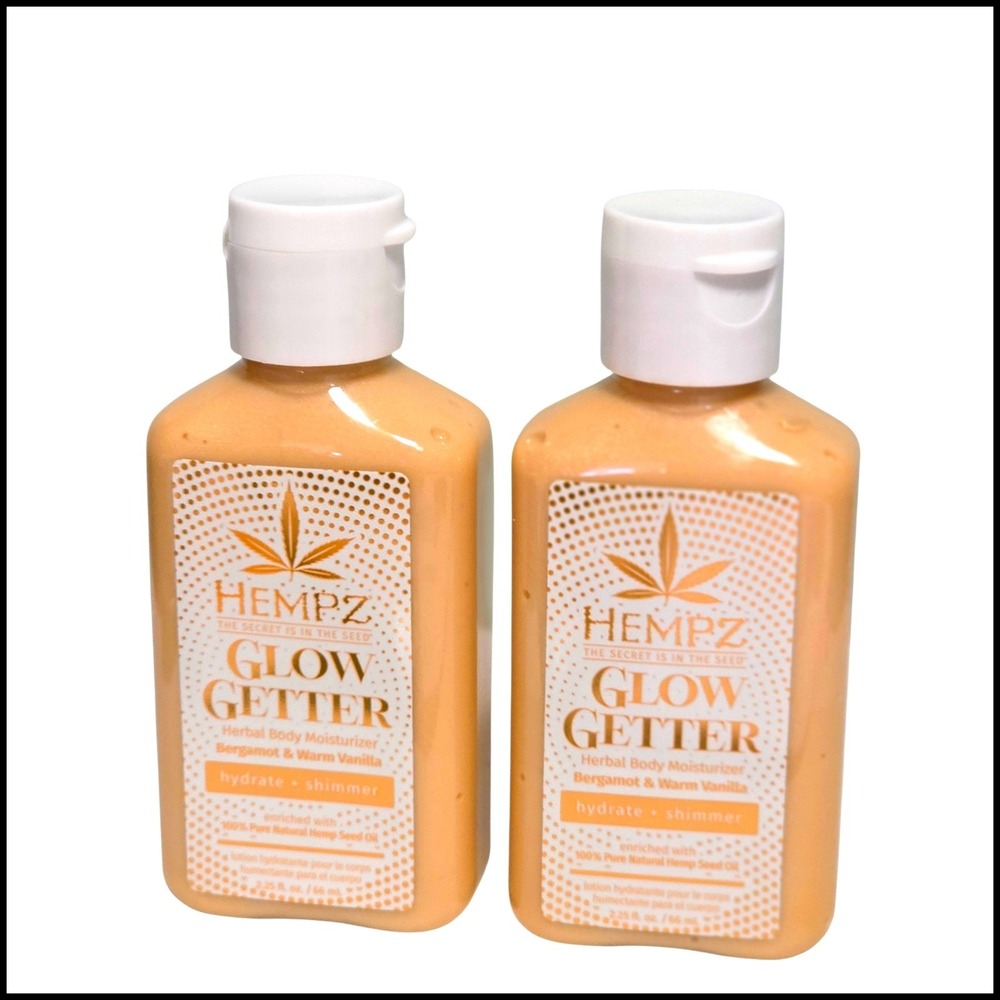 Hempz Glow Getter Herbal Body Moisturizer Bergamot Warm Vanilla Shimmer 2.25 oz